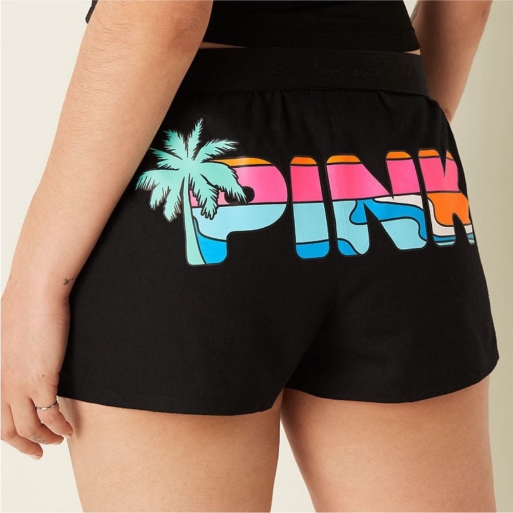 VS PINK black tropical print cotton sleep boxy shorts Small S‎ Cozy Comfort sexy